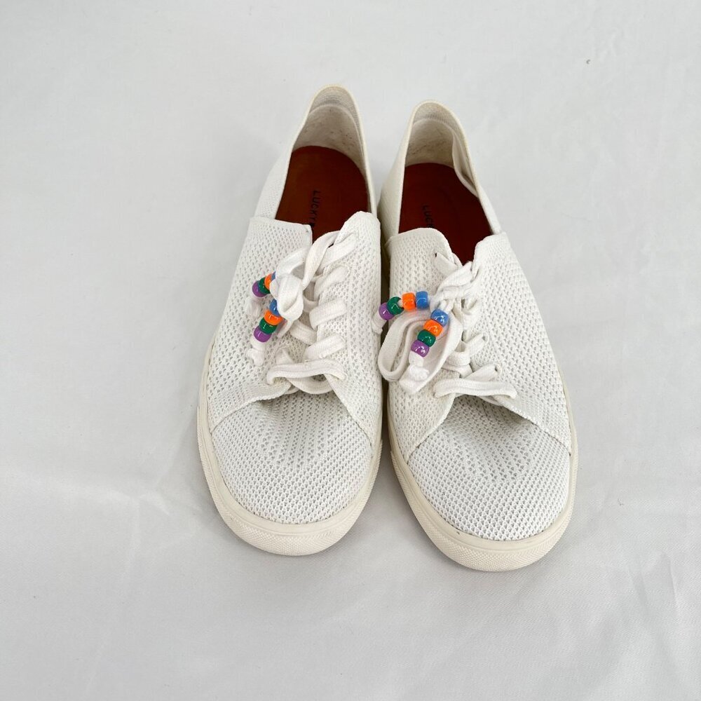 Lucky Brand Lenuda Sneaker White Beaded Lace Up Sneaker Size‎ 8.5